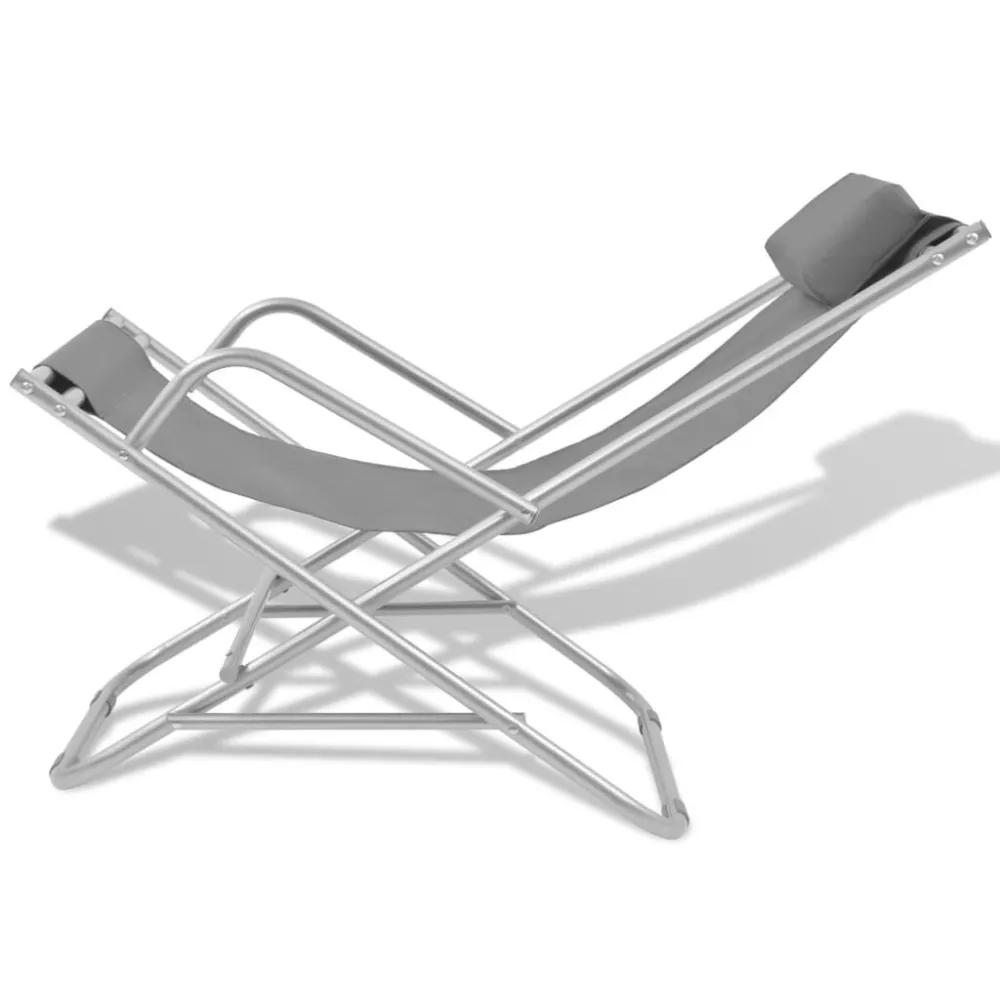 Cadeiras de jardim reclináveis 2 pcs ço cinzento