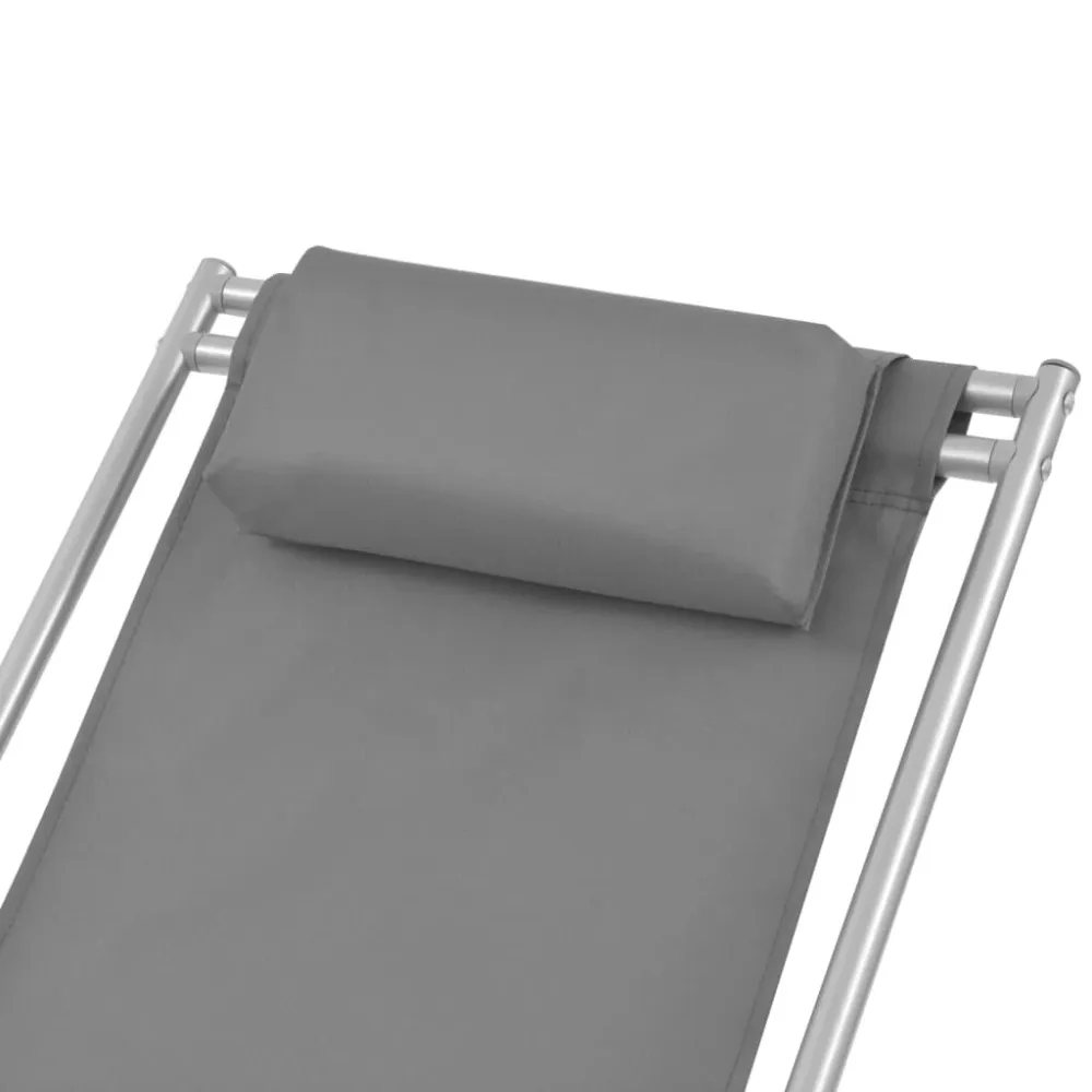 Cadeiras de jardim reclináveis 2 pcs ço cinzento
