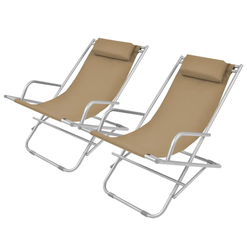 Cadeiras de jardim reclináveis 2 pcs ço cinzento-acastanhado