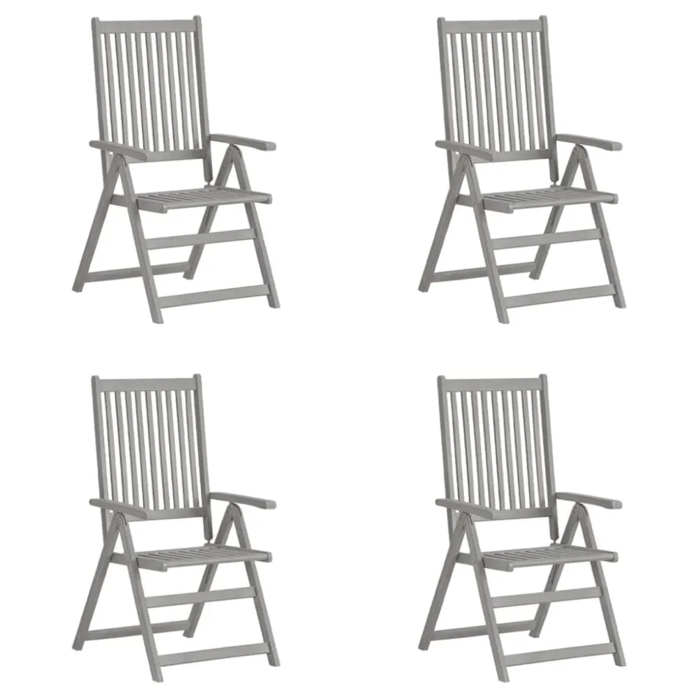 Cadeiras jardim reclináveis 4 pcs madeira acácia maciç cinza