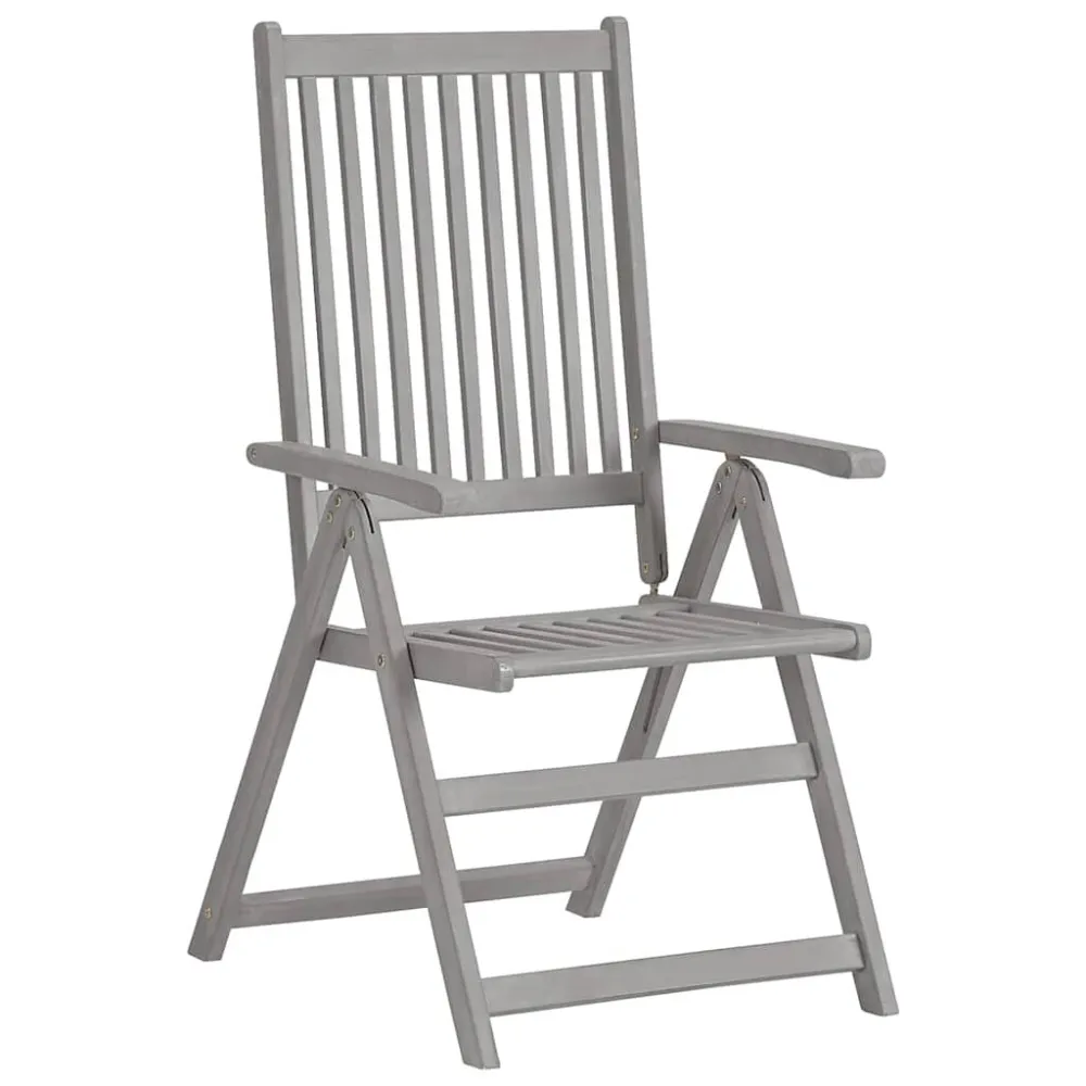 Cadeiras jardim reclináveis 4 pcs madeira acácia maciç cinza