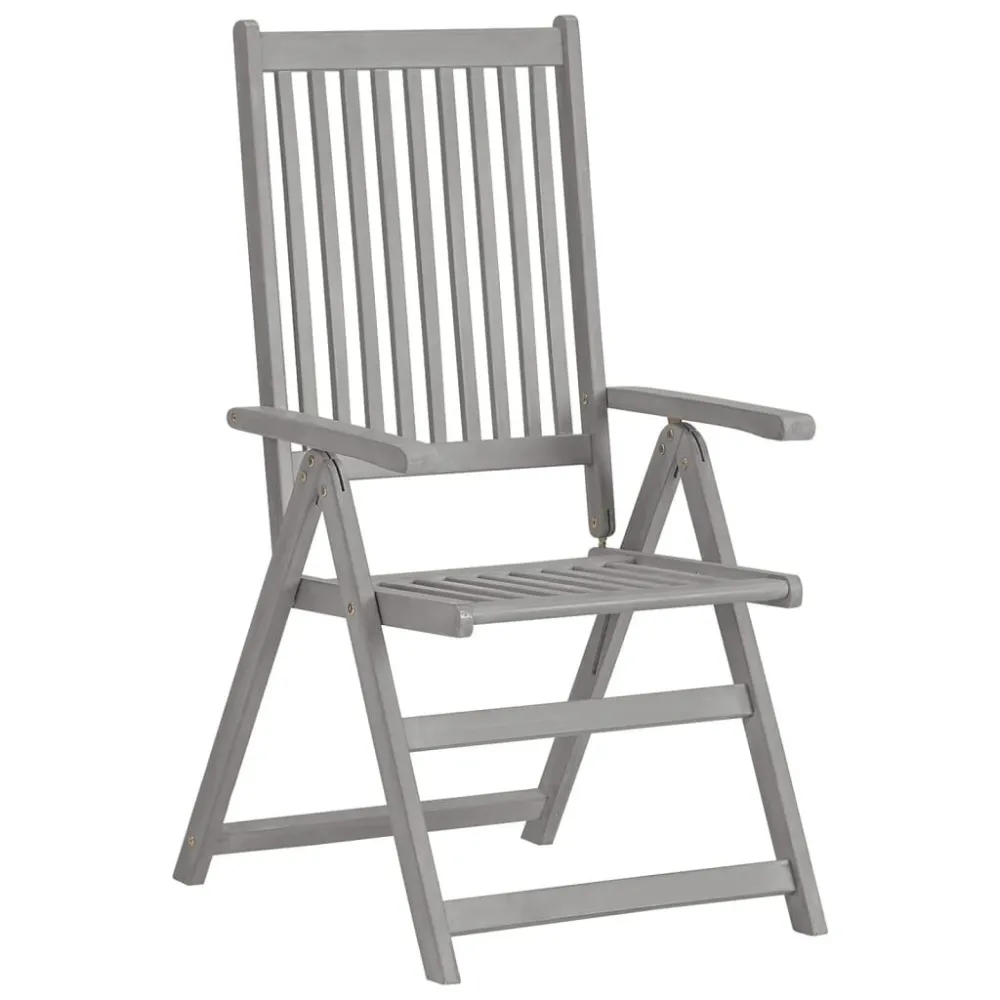 Cadeiras jardim reclináveis 2 pcs madeira acácia maciç cinza