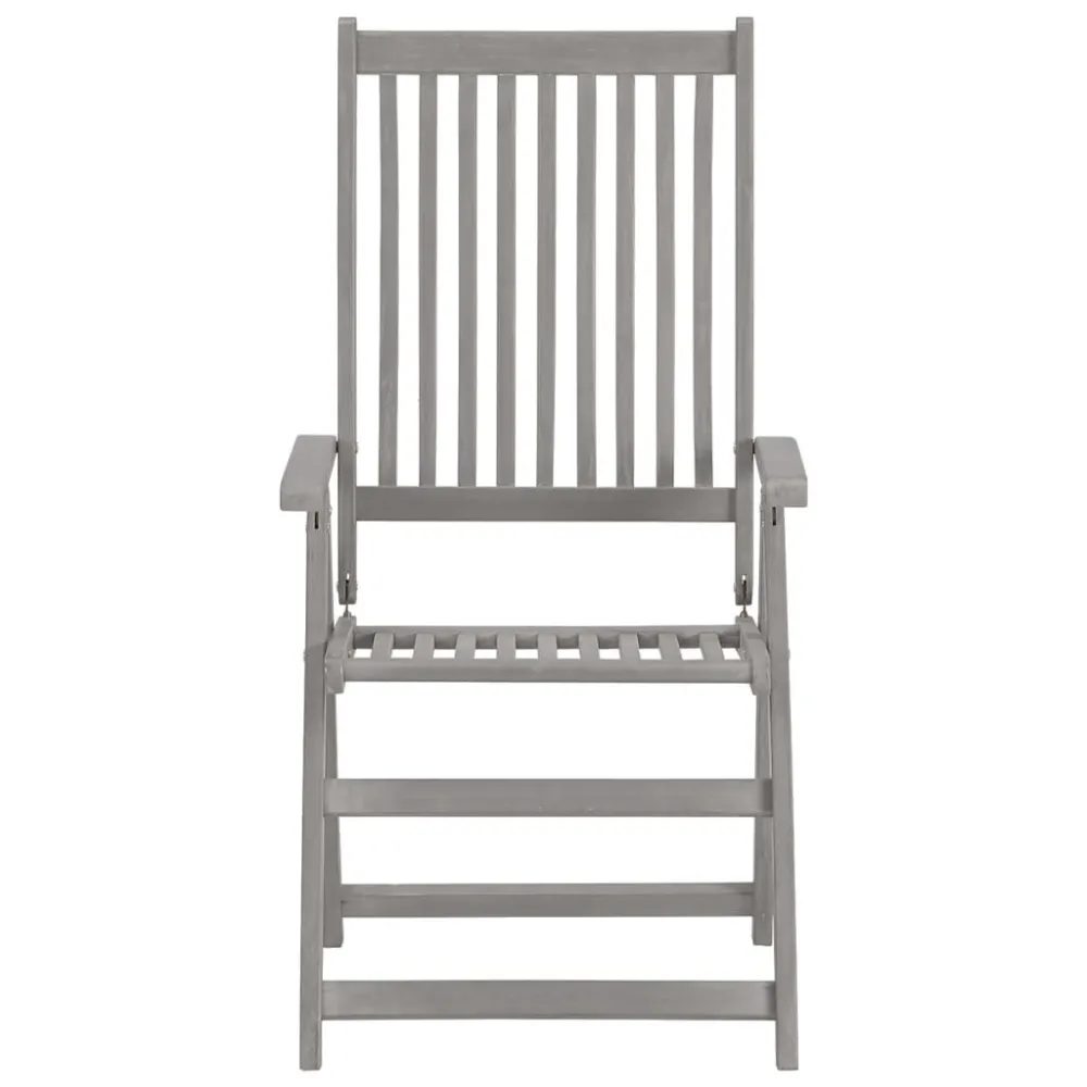 Cadeiras jardim reclináveis 2 pcs madeira acácia maciç cinza