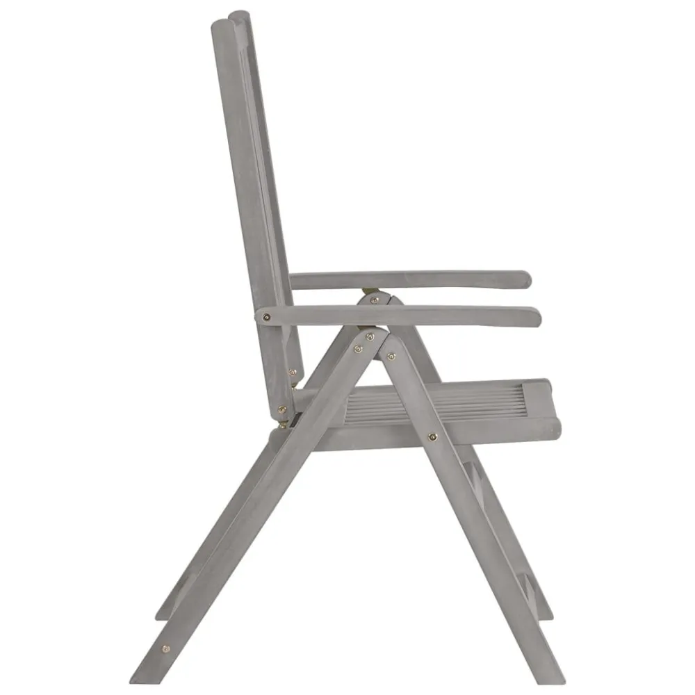 Cadeiras jardim reclináveis 2 pcs madeira acácia maciç cinza