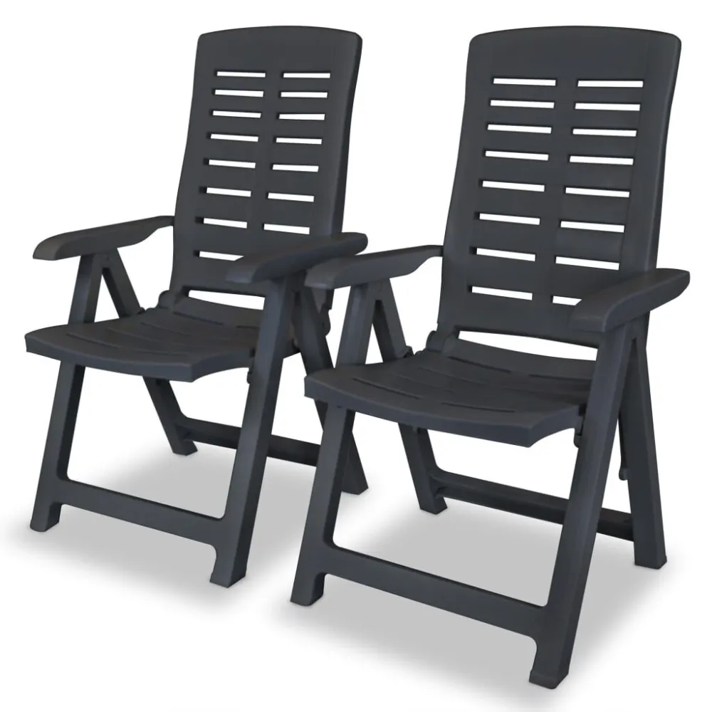 Cadeiras jardim reclináveis 2 pcs plástico antracite