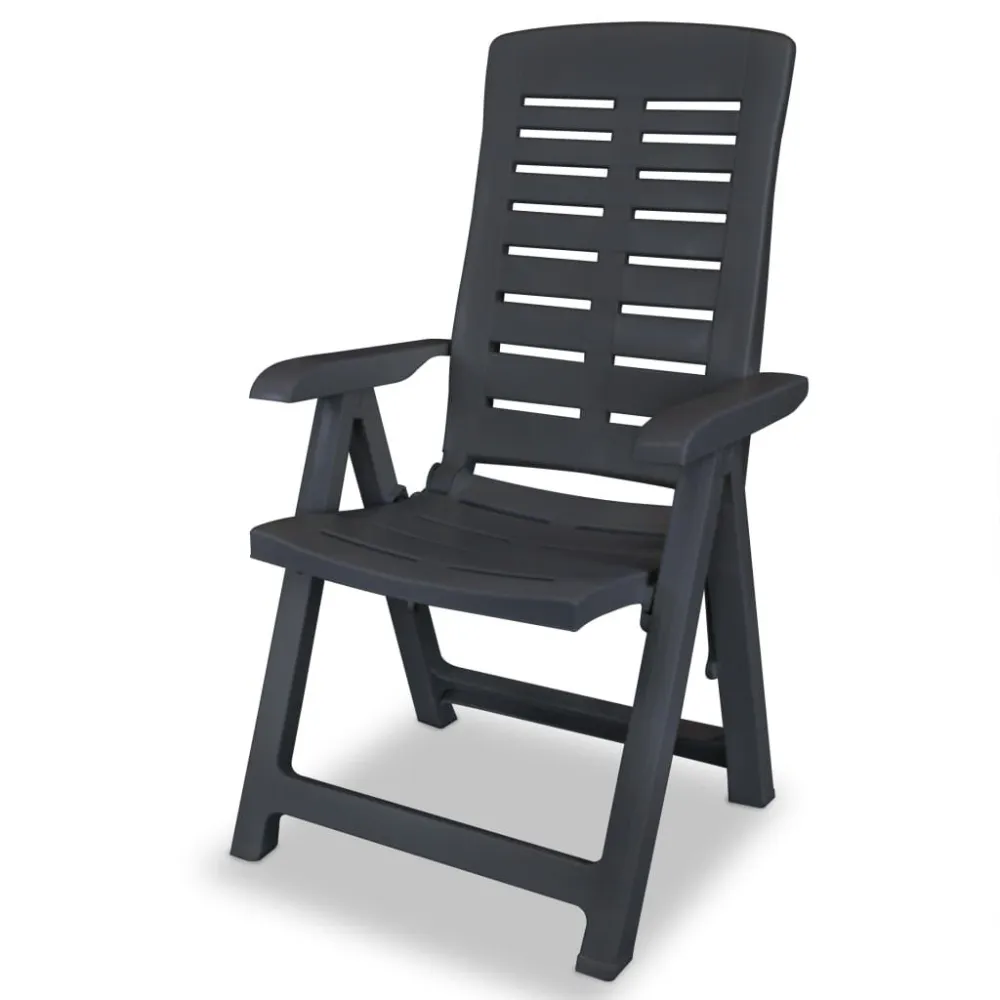 Cadeiras jardim reclináveis 2 pcs plástico antracite