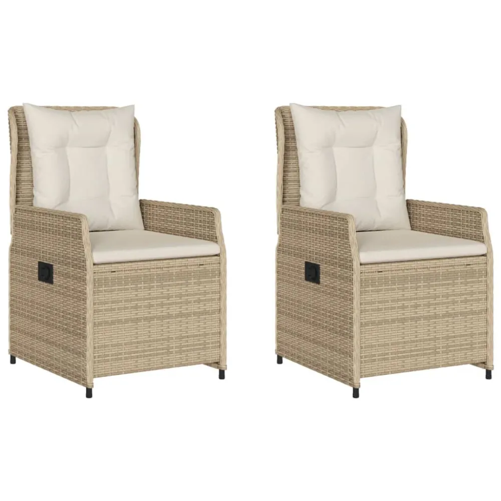 Cadeiras jardim reclináveis 2 pcs vime PE bege