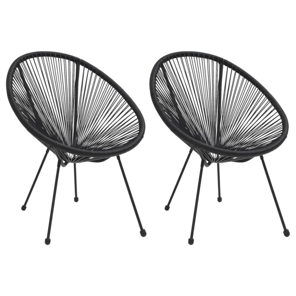 Cadeiras lua para jardim 2 pcs vime preto