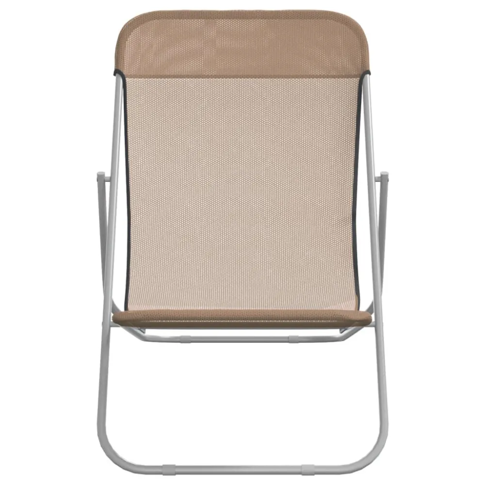 Cadeiras praia dobráveis 2pcs textilene/ço cinza-acastanhado