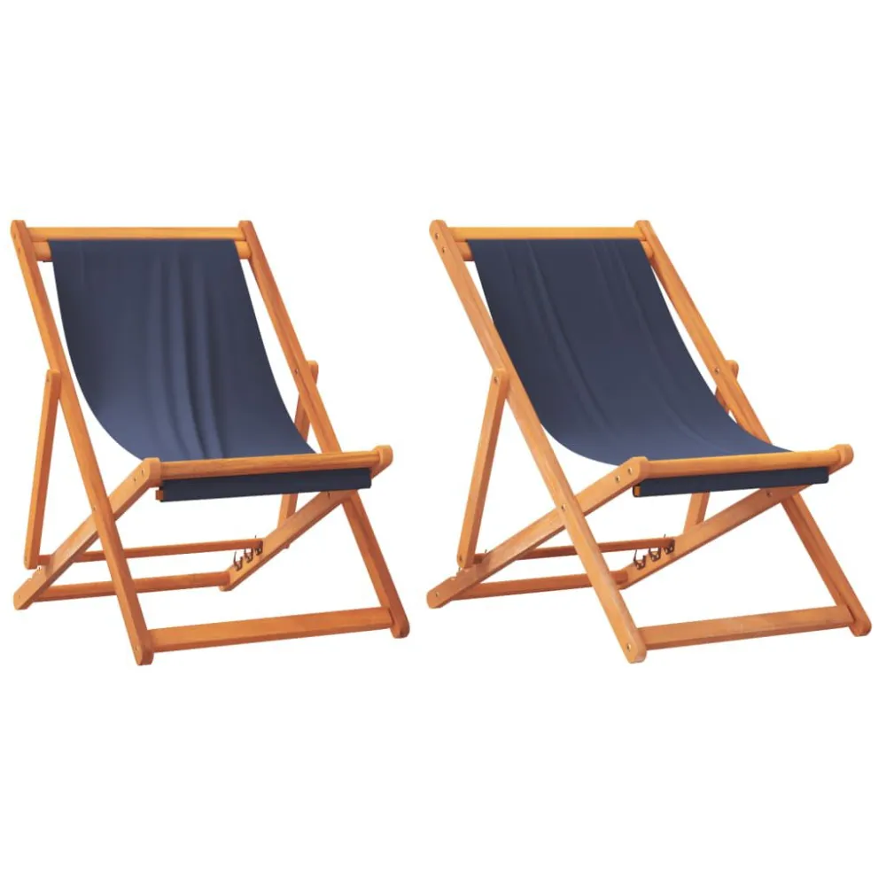 Cadeiras de praia dobráveis 2 pcs tecido azul