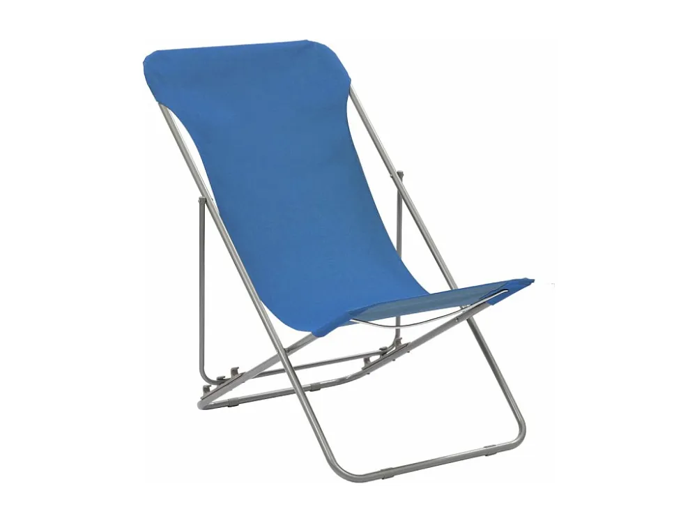 Cadeiras de praia dobráveis 2 peças ço e tecido oxford azul