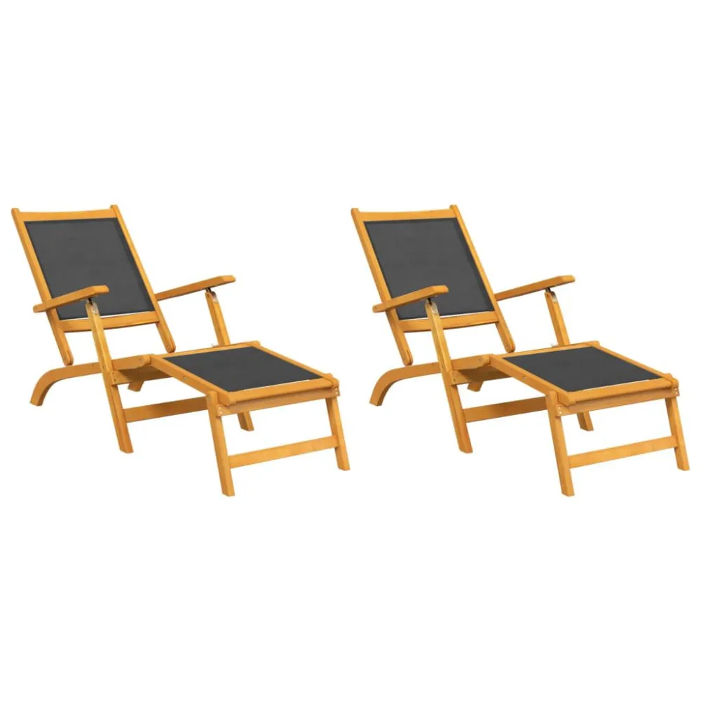 Cadeiras de terraço 2 pcs madeira de acácia maciç e textilene