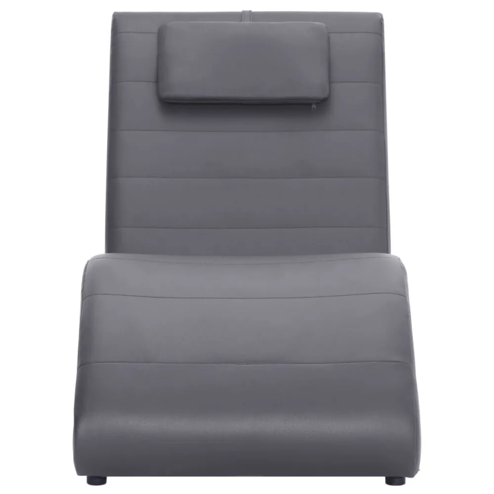 Chaise longue com almofada couro artificial cinzento