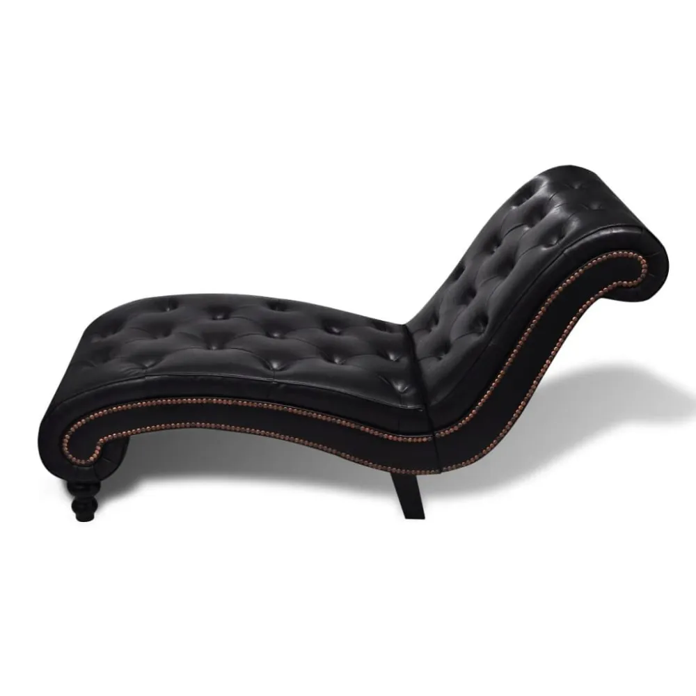 Chaise longue couro artificial castanho