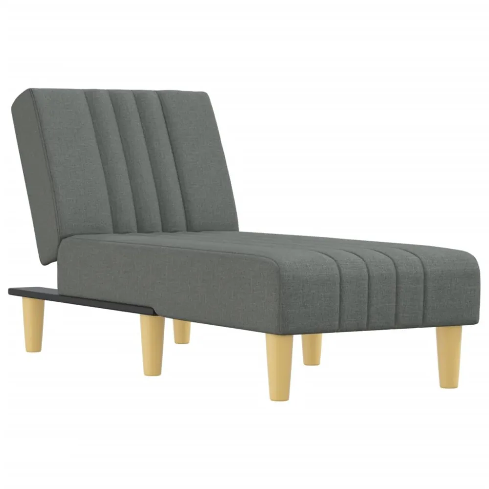 Chaise longue tecido cinzento-escuro
