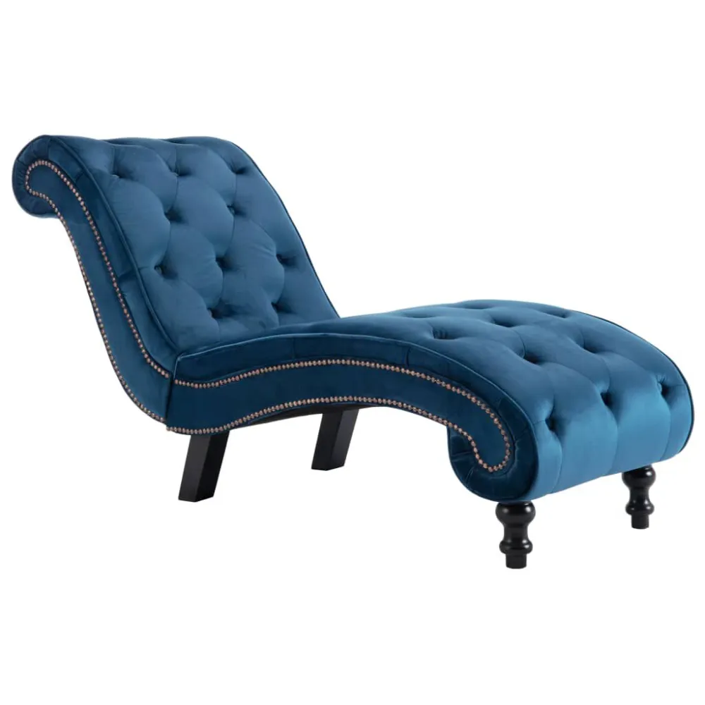 Chaise longue em veludo azul