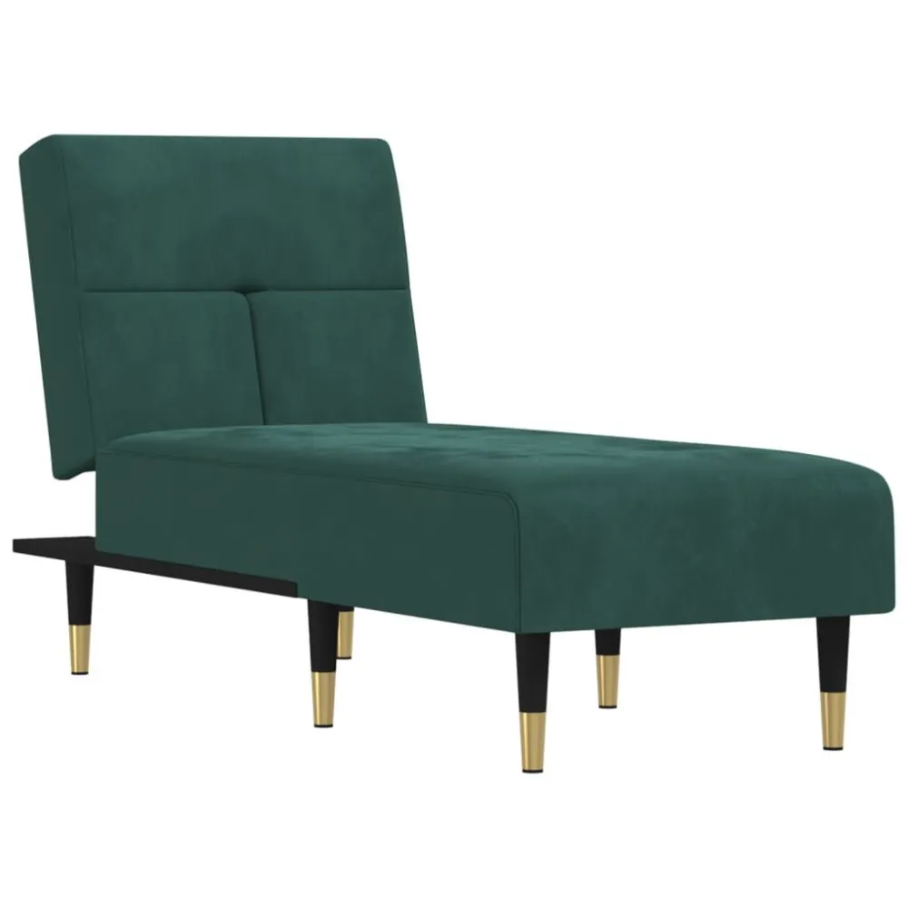 Chaise longue veludo verde-escuro