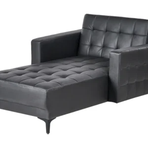 Chaise-longue reclinável em pele sintética preta ABERDEEN