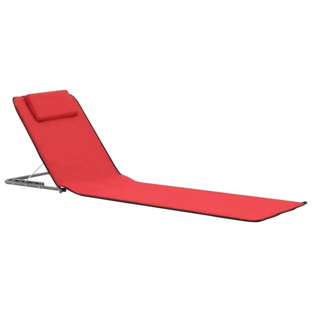 Colchões de praia dobráveis 2 pcs ço e tecido vermelho