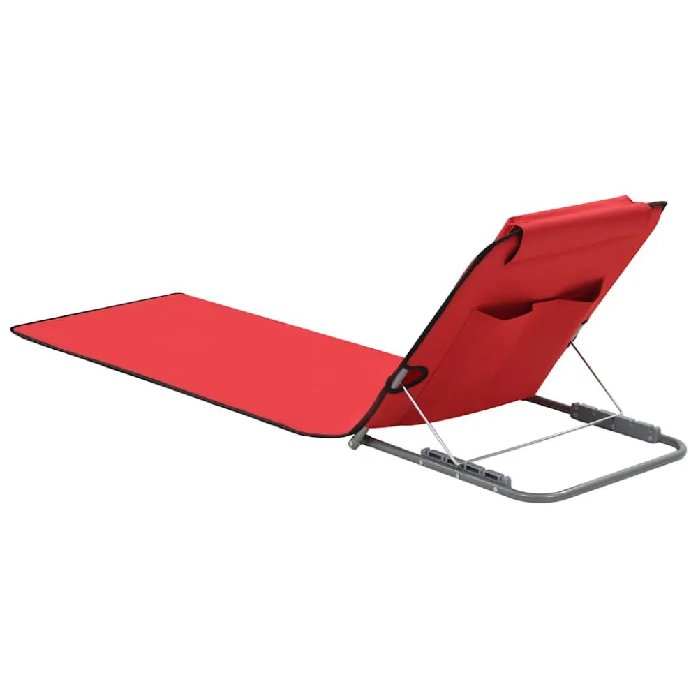 Colchões de praia dobráveis 2 pcs ço e tecido vermelho