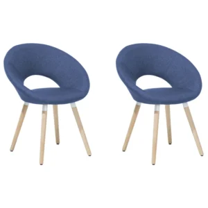 Conjunto de 2 cadeiras estofadas azul marinho ROSLYN
