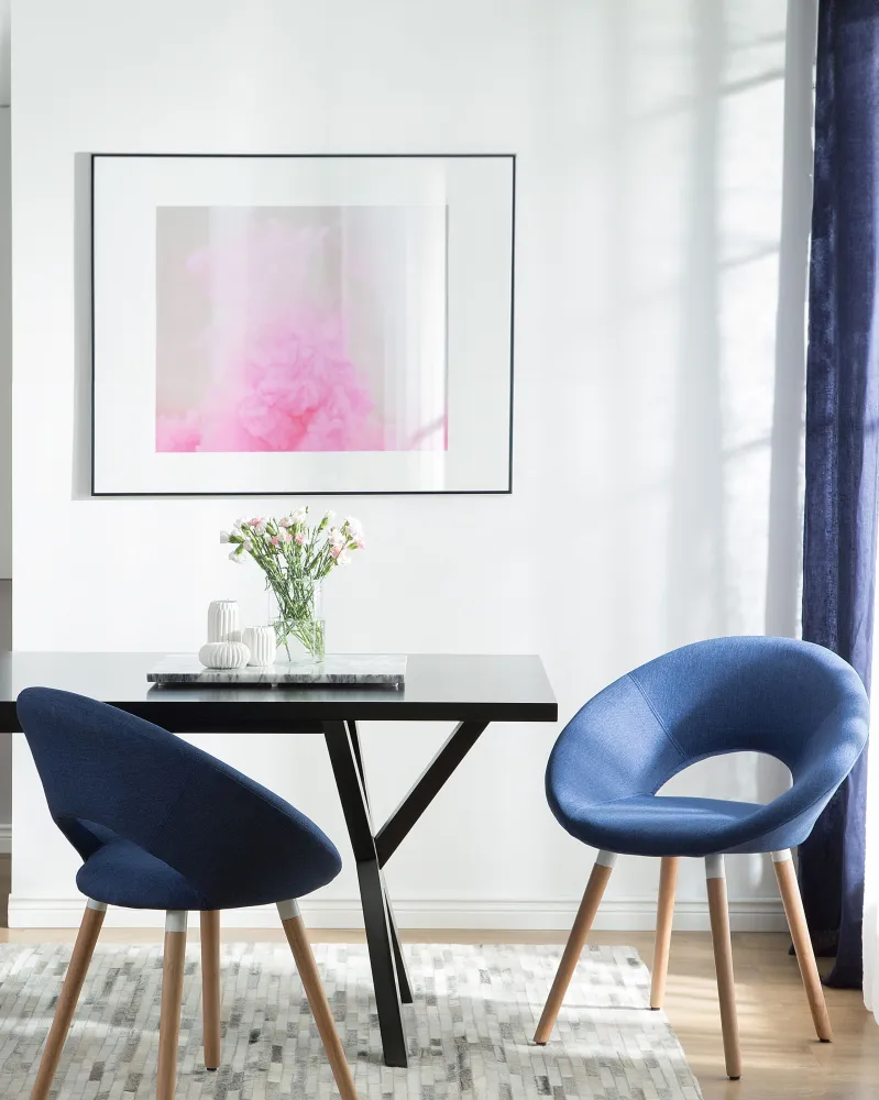 Conjunto de 2 cadeiras estofadas azul marinho ROSLYN