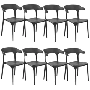 Conjunto de 8 cadeiras de jantar GUBBIO Material sintético Preto