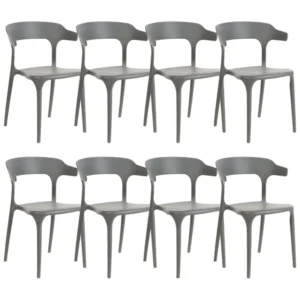 Conjunto de 8 cadeiras de jantar GUBBIO Material sintético Cinzento