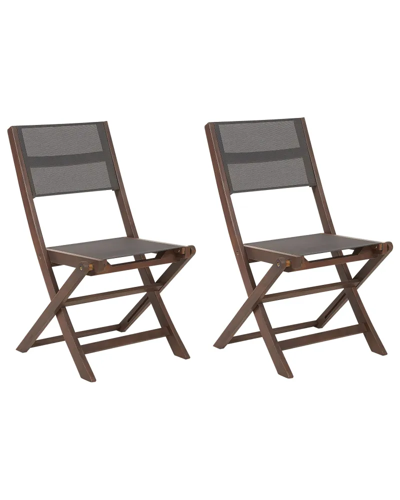 Conjunto de 2 cadeiras de jardim CESANA Madeira de acácia Castanho obscuro