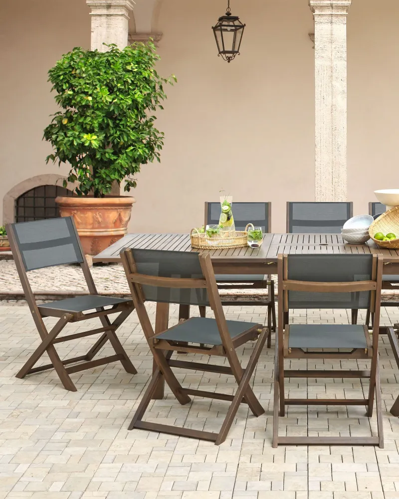 Conjunto de 2 cadeiras de jardim CESANA Madeira de acácia Castanho obscuro
