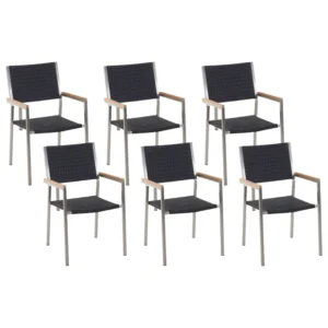 Conjunto de 6 cadeiras de jardim GROSSETO Preto