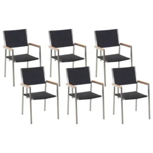 Conjunto de 6 cadeiras de jardim GROSSETO Preto