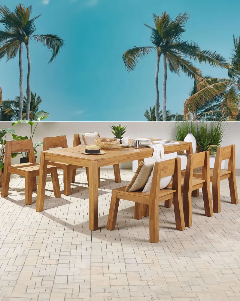 Conjunto de 6 cadeiras de jardim LIVORNO Madeira de acácia Castanho nítido