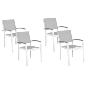 Conjunto de 4 cadeiras de jardim PERETA Metálico Cinzento