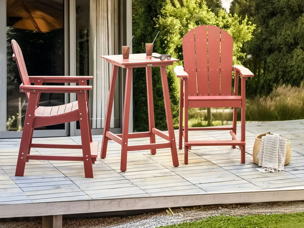 Conjunto de varanda com 2 lugares vermelho ADIRONDACK