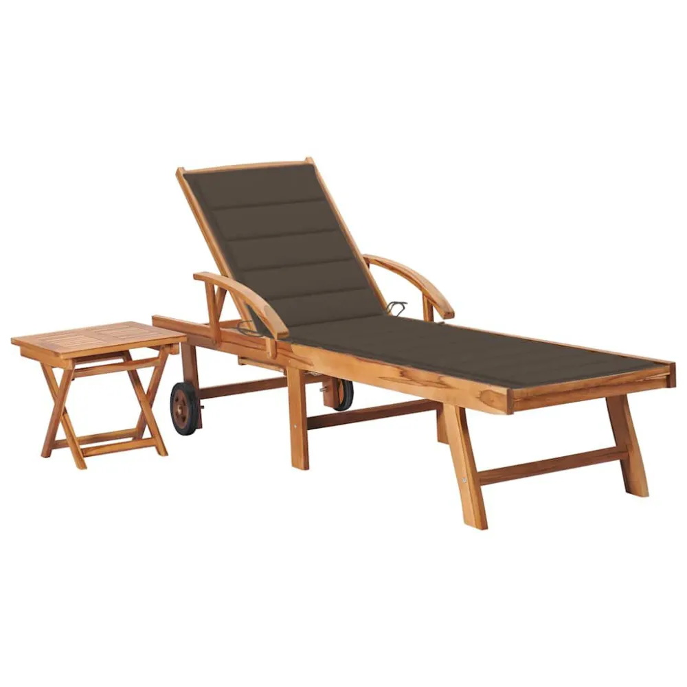 Espreguiçadeira com mesa e almofadão madeira de teca maciç