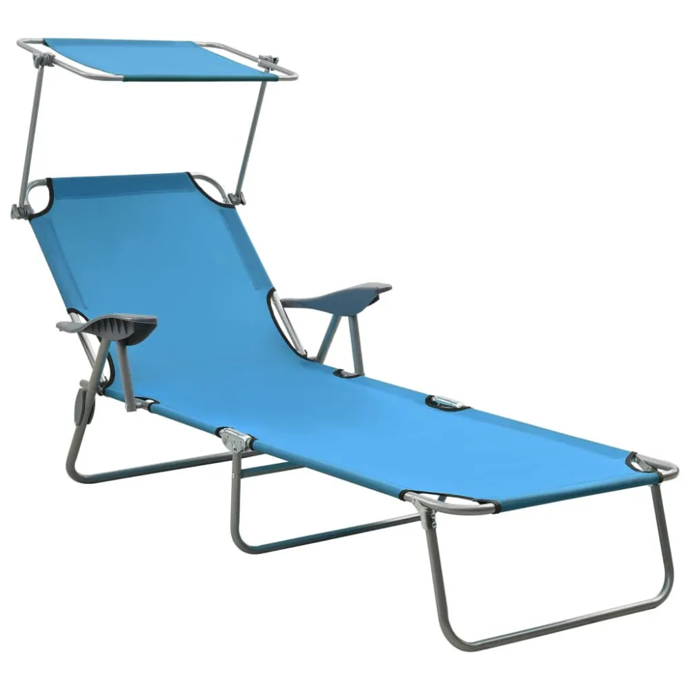 Espreguiçadeira com toldo ço azul