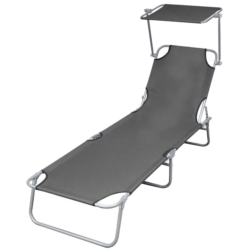 Espreguiçadeira com toldo ço cinzento
