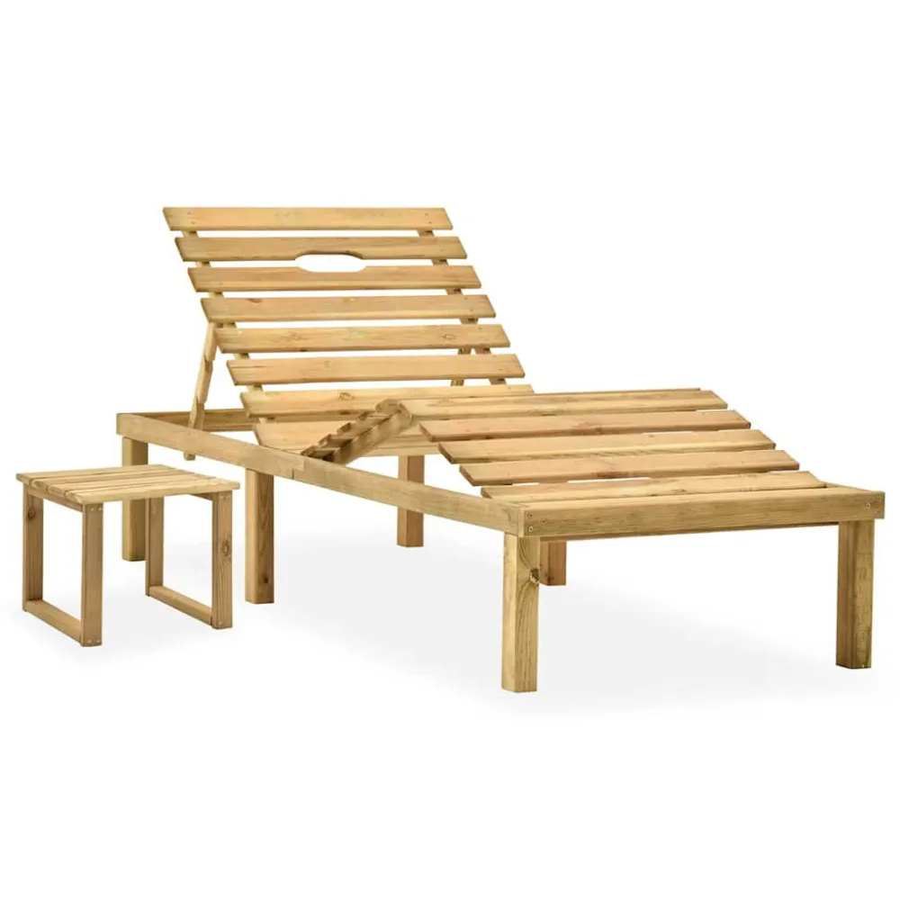 Espreguiçadeira de jardim com mesa madeira de pinho impregnada