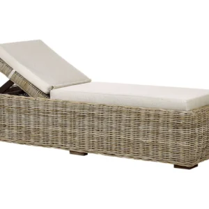 Espreguiçadeira em rattan com almofada taupe PALESE