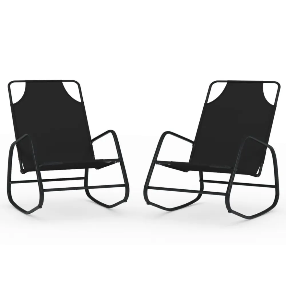 Espreguiçadeiras baloiço 2 pcs ço e textilene preto