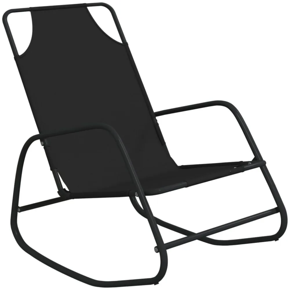 Espreguiçadeiras baloiço 2 pcs ço e textilene preto