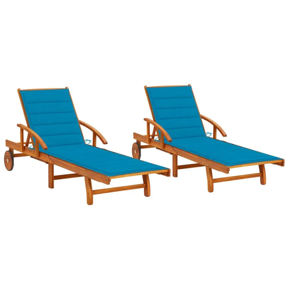 Espreguiçadeiras com almofadões 2 pcs madeira de acácia maciç
