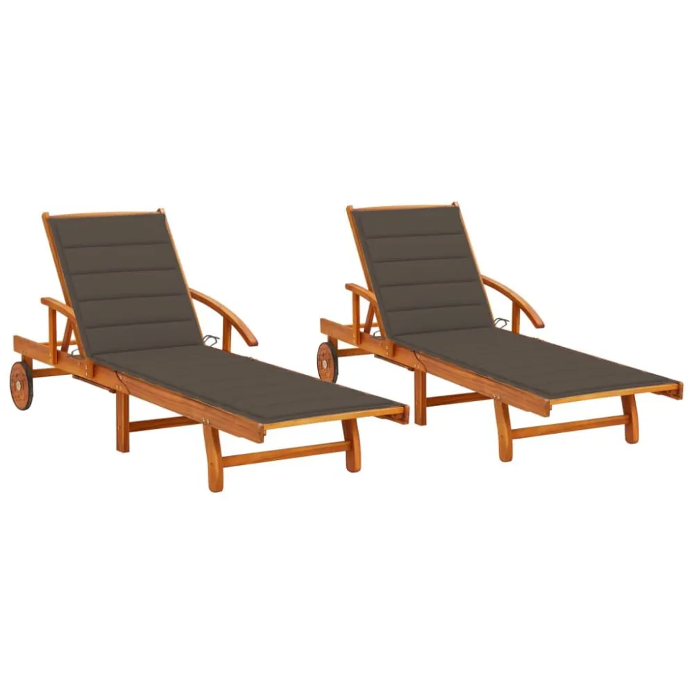 Espreguiçadeiras com almofadões 2 pcs madeira de acácia maciç