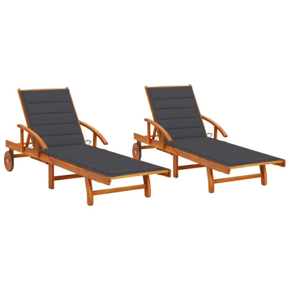Espreguiçadeiras com almofadões 2 pcs madeira de acácia maciç