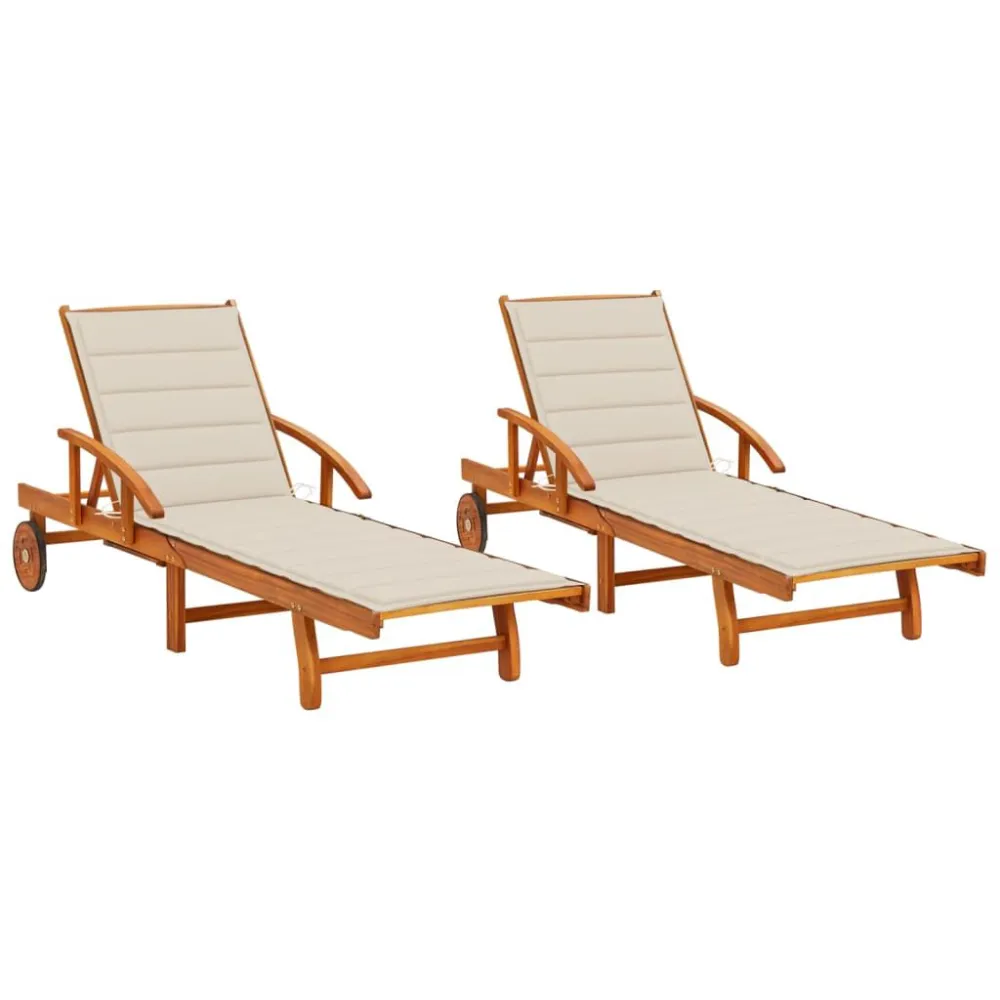 Espreguiçadeiras com almofadões 2 pcs madeira de acácia maciç