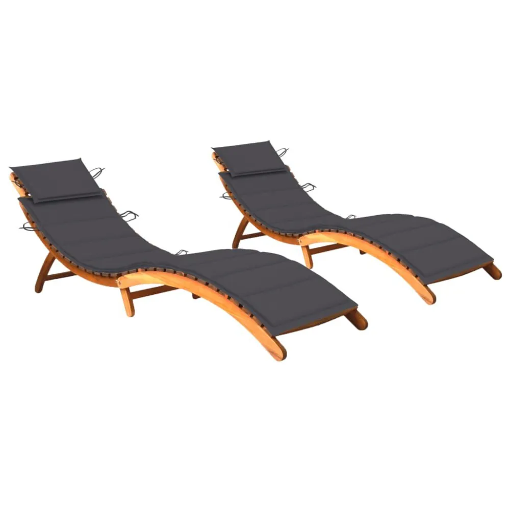 Espreguiçadeiras com almofadões 2 pcs madeira de acácia maciç
