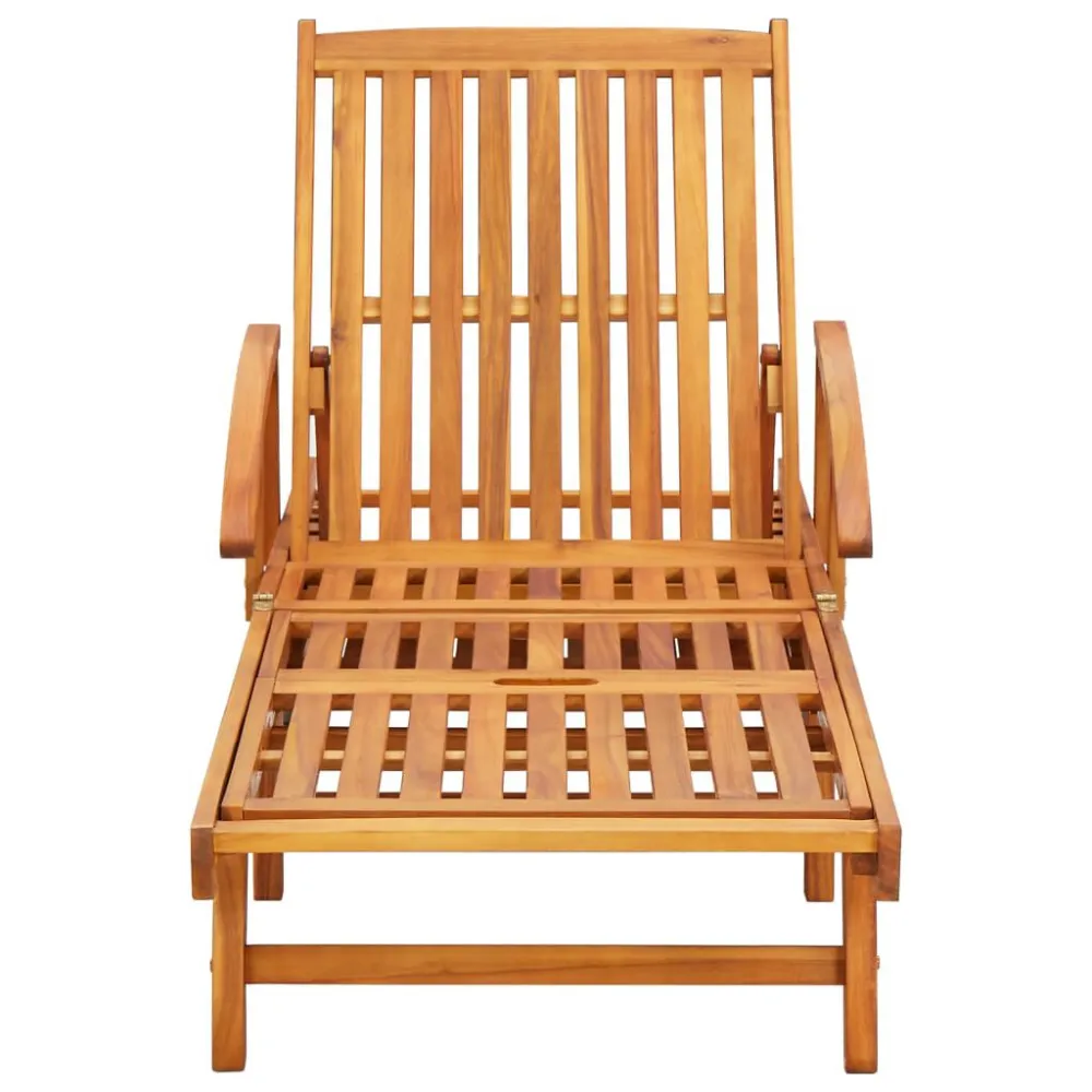 Espreguiçadeiras com mesa e almofadões 2 pcs acácia maciç