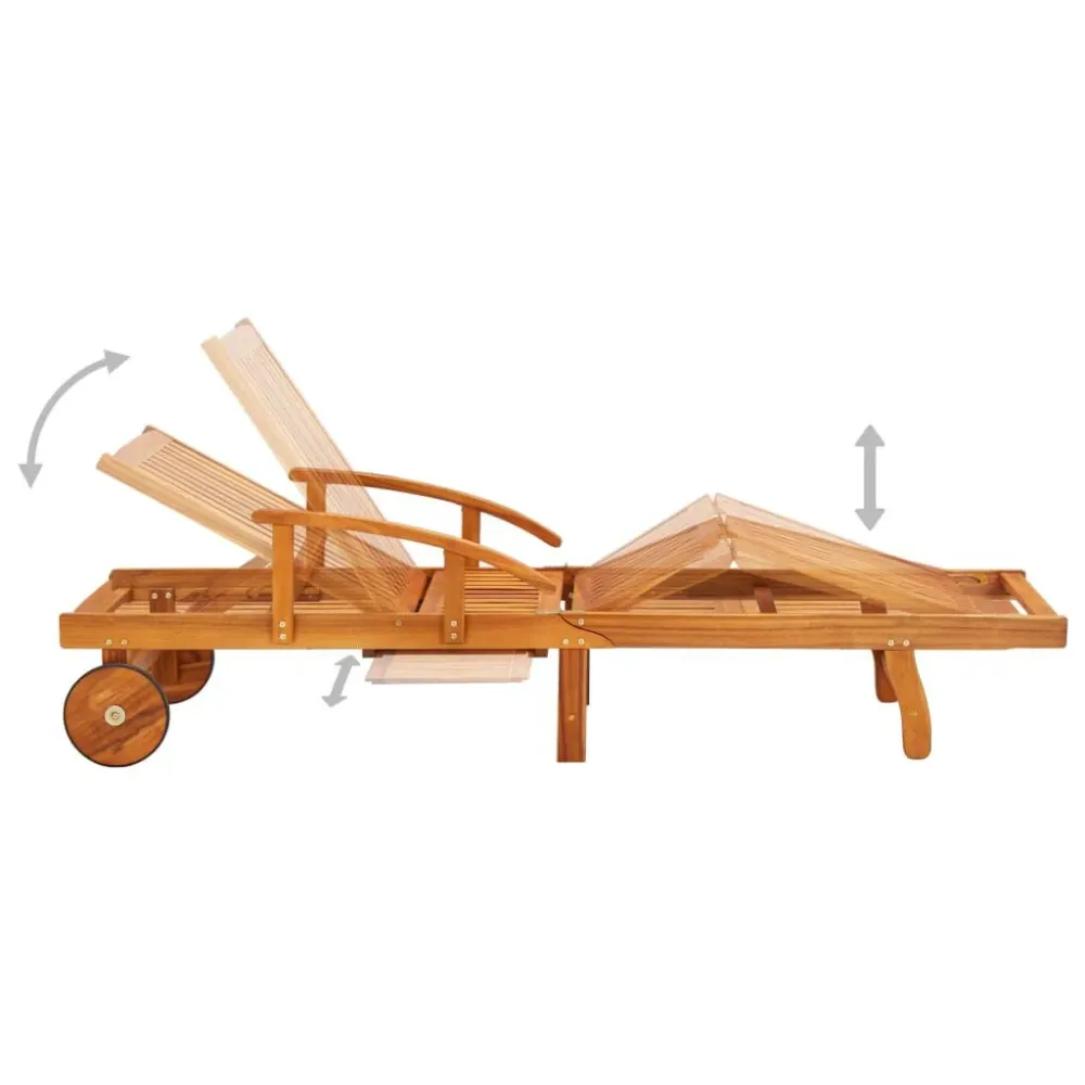 Espreguiçadeiras com mesa e almofadões 2 pcs acácia maciç