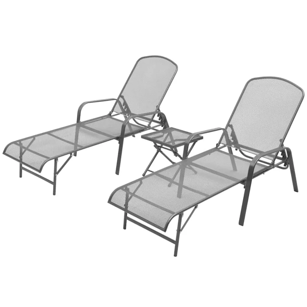 Espreguiçadeiras com mesa 2 pcs ço antracite